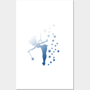 Blue White Tinkerbell Ombre Posters and Art